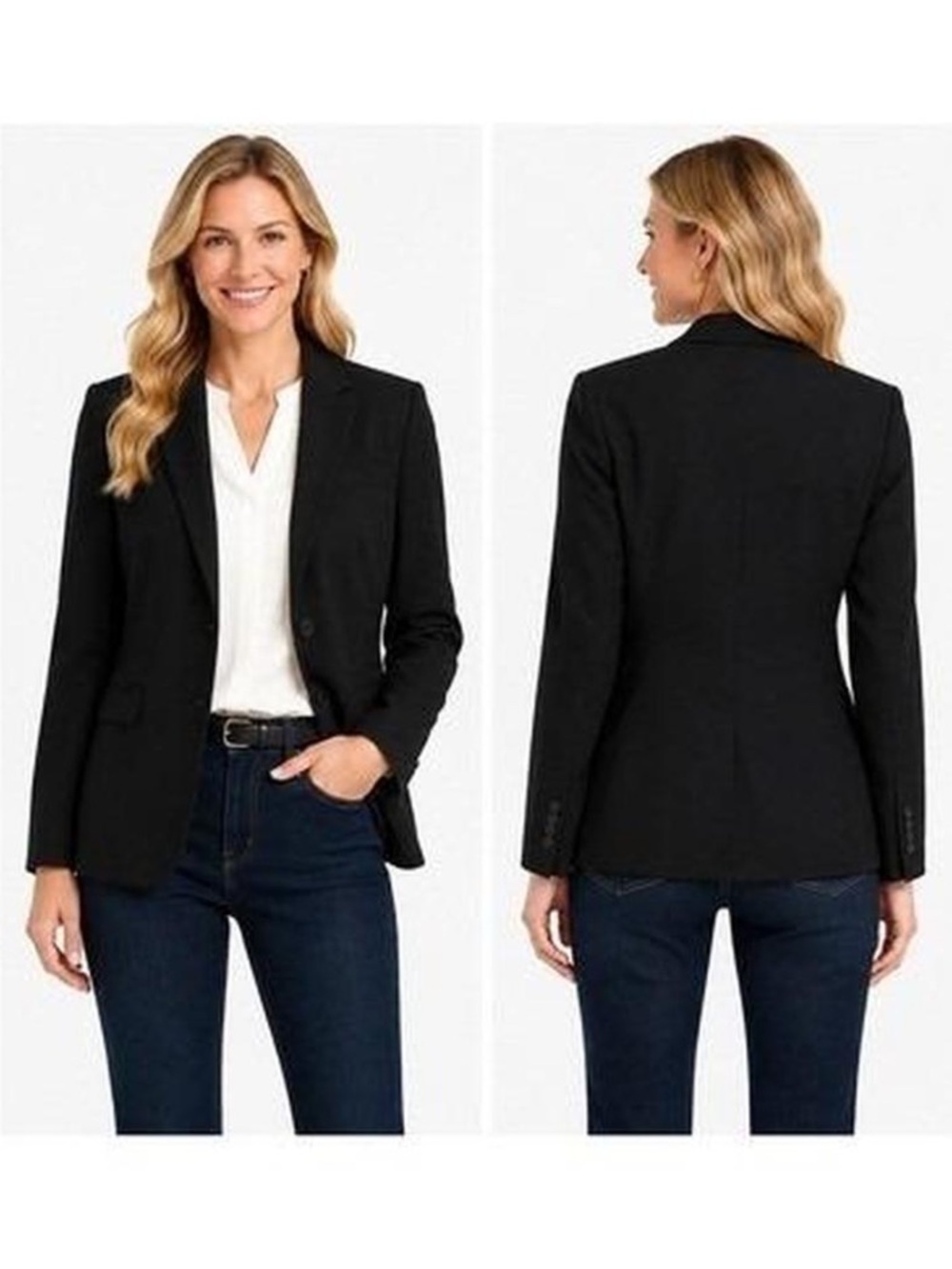 Lauren Ralph Lauren | Women's Black Tailored 2-Button Front Lined Blazer Size 6P